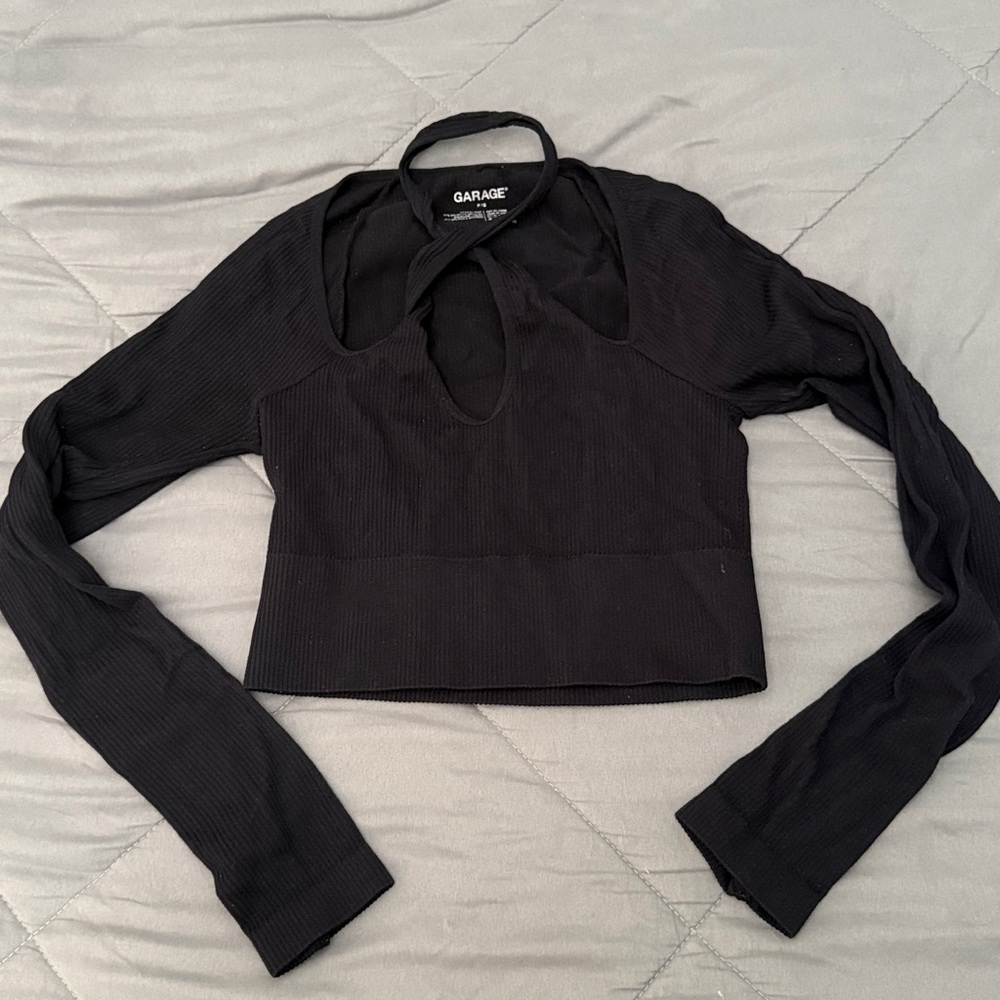 Garage Black Cutout Long Sleeve Top